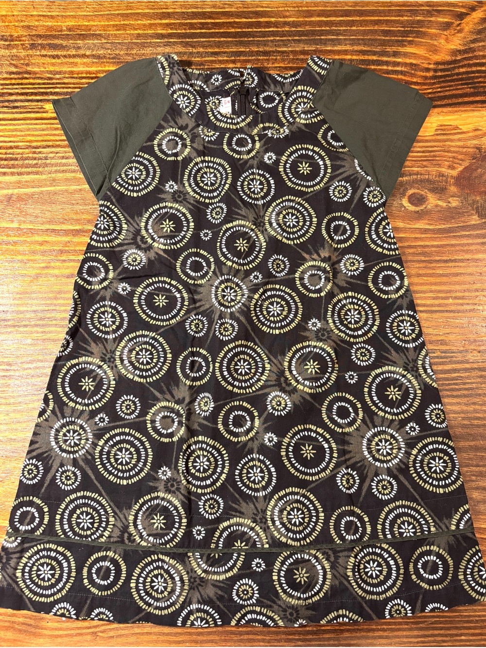 Batik Keris Cotton A-Line Shift Dress Black Green Geometric Medallion Size Kid M